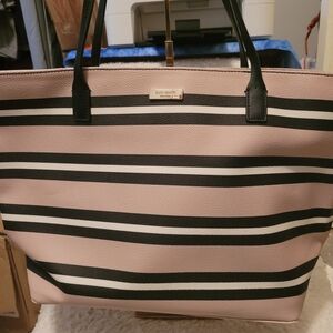 Kate Spade Black and Pink Striped Tote
